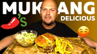 Chilis Double Oldtimer Burger  Juicy Mukbang Madness [upl. by Dino]