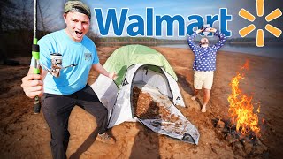 100 Walmart Survival Fishing Challenge On An ISLAND 24 Hours [upl. by Gilbye]