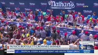 Patrick Bertoletti of Chicago wins Nathan’s hot dog eating contest [upl. by Eeram]