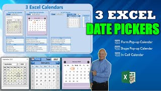 How To Add 3 Different Date Picker Calendars in Microsoft Excel Free Download [upl. by Ydnam]