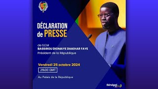 Urgent🛑 Déclaration de Presse de SEM BASSIROU DIOMAYE DIAKHAR FAYE sadresse à la nation [upl. by Tiebout]