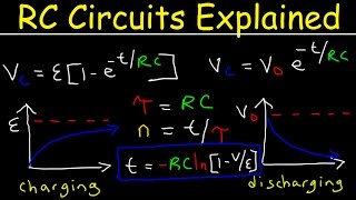 RC Circuits Physics Problems Time Constant Explained Capacitor Charging and Discharging [upl. by Ennayk]