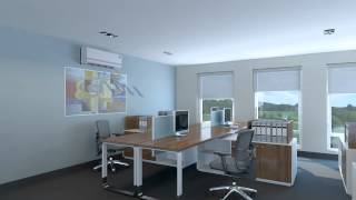 Wall Mounted Air Conditioner in an Office  3D Animation [upl. by Tyree516]