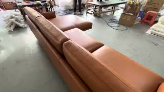 Outline sofa brown aniline leather [upl. by Eeladnerb]