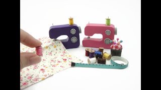 DIY Miniatures Mini Sewing Machine  mini thread pin cushion measuring tape  No polymer clay [upl. by Kevin]