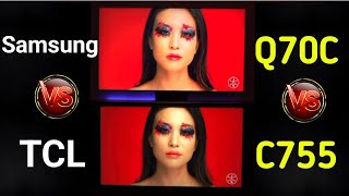 Samsung Q70C Vs TCL C755 side by side comparison 2024 💥 by unboxing Genius [upl. by Brittni460]