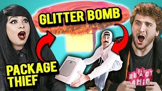 Adults React To Package Thief Vs Glitter Bomb Trap Revenge Prank [upl. by Enait]