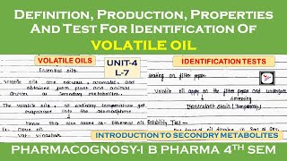 VOLATILE OILS Ethereal Oil  Plant Secondary Metabolites  Pharmacognosy1  U4 BPharm 4th sem [upl. by Bostow72]