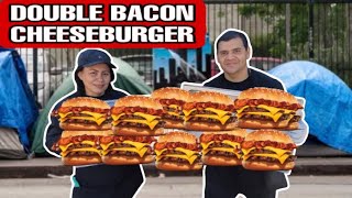 COOKING DELICIOUS DOUBLE BACON CHEESEBURGER FOR THE HOMELESS COMMUNITY [upl. by Monti233]