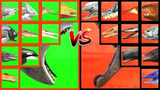 AQUATIC TOURNAMENT Mosasaurus ARK VS Megalodon VS Helicoprion VS Tylosaurus VS Shonisaurus in ARBS [upl. by Dmitri]