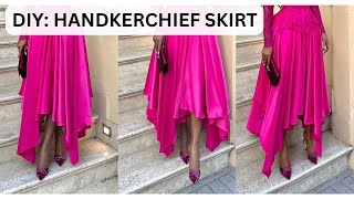 DIYHow to cut and sew TRENDY Handkerchief Flare skirt Easiest sewing methods [upl. by Alyat]