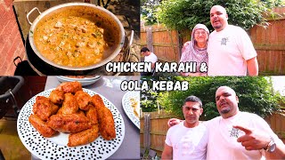 Chicken Karahi amp Gola Kebab Cooked Over a Log Fire  Food Party with Family [upl. by Amity]