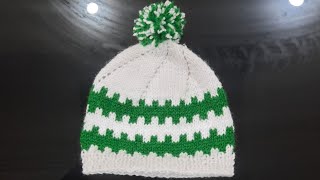 baby woollen cap Design easy full video 0to3 months [upl. by Steffi508]