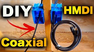 How To Run Coaxial And HDMI Cable In The Wall  BEFORE AND AFTER DRYWALL  HDMI 21 For 8K  RG6 [upl. by Nick]