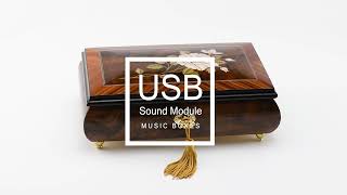 MBA801WHITEROSENOUMOD  Custom Music Sound Module Italian Inlaid White Rose Musical Jewelry Box [upl. by Fullerton]