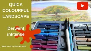 Colourful easy landscape in Derwent inktense blocks [upl. by Tandie666]