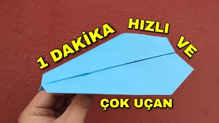 1 DAKİKA Kağıttan En Hızlı ve En Uzun Uçan Uçak Yapımı [upl. by Alam]