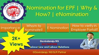 Nomination for EPF  Why amp How  eNomination [upl. by Jone]