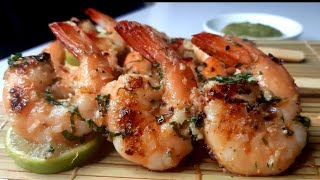 brochettes de crevettesgambas marinées grillées à la poêle [upl. by Annawal]