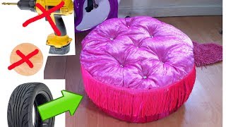 DIY Creative Ways to Re purpose Trash to treasureTyre ottoman [upl. by Niboc779]