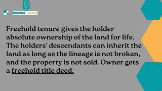 What is the difference between Freehold and leasehold tenure of Land [upl. by Llehsem]