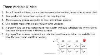 Logic Design Chapter 3 Lecture 12 amp 3 variables K Map [upl. by Fitts515]