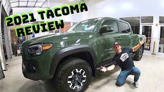 2021 TOYOTA TACOMA TRD OFF ROAD ARMY GREEN DOUBLE CAB LONG BED Walkaround And Review  Basil Toyota [upl. by Amilah964]