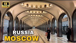 4K🇷🇺 The Moscow Metro The Legendary Mayakovsky Metro Station  Walk in Russia [upl. by Templer500]