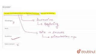 Secretin and cholecystokinin are digestive hormones These are secreted by  CLASS 11  DIGEST [upl. by Eilsel]