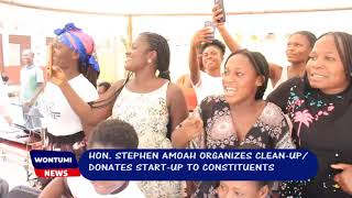 HON STEPHEN AMOAH ORGANIZES CLEANUP DONATES START UP TO CONSTITUENTS [upl. by Cirdet]