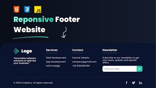 Responsive Footer Website using HTML amp CSS  Footer Website [upl. by Eiahpets400]