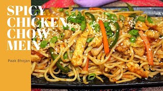 Spicy chicken chow mein recipe  how to make chicken chow mein by paak bhojan [upl. by Gherardi]