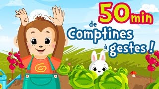 50min de Comptines avec gestes et Chansons pour bébé Petit escargot Alouette Pirouette [upl. by Fisuoy]