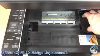 Epson Stylus SX215 How to Change Ink Cartridges [upl. by Aytak]