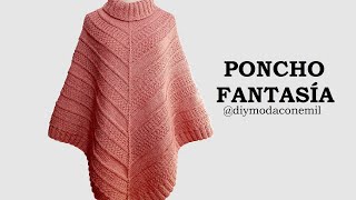 Poncho Fantasía tejido a dos agujas paso a paso [upl. by Roxi]