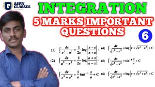 INTEGRATION 5 MARKS IMPORTANT QUESTIONS INTEGRALS OF SOME PARTICULAR FUNCTIONS [upl. by Oinotnaocram]