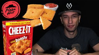 ASMR Pizza Hut CheezIt Stuffed Pizza amp CheezIt Crackers No Talking EATING SOUNDS [upl. by Ynogoham]