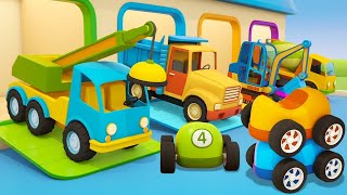 Helper cars cartoon A crane amp an excavator for kids Learn construction vehicles for kids [upl. by Yntirb216]