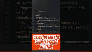 Details amp Summary Tag in HTML html5 tags programming [upl. by Riccardo]