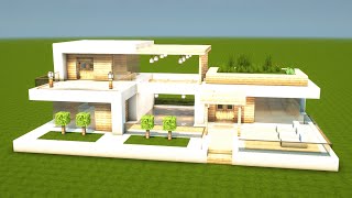 MODERNES HAUS in MINECRAFT mit POOL bauen TUTORIAL HAUS 324 [upl. by Ardnuek]