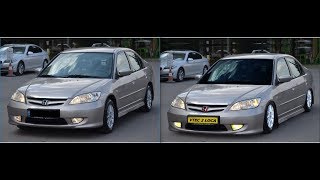 Honda Vtec2 Modifiye Basma  Cam Filmi Jant Parlatma  Far Değişikliği CS6 [upl. by Lecirg]