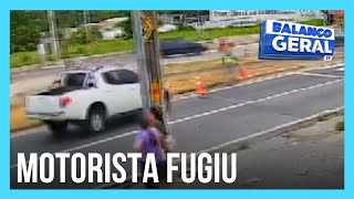 Agente de trânsito é atropelado por caminhonete enquanto sinalizava avenida [upl. by Giffard]