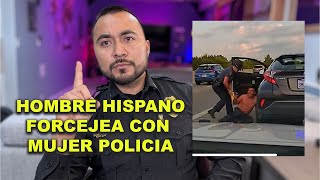 Hombre hispano forcejea con una oficial estatal [upl. by Eduam828]