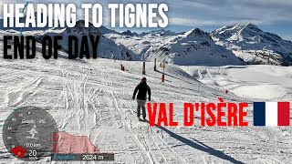 4K Skiing Val dIsère Heading to Tignes  End of Day and Getting Lost France GoPro HERO11 [upl. by Beetner]