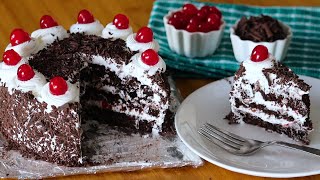 బేకరీ స్టైల్ Real Black Forest Cake ఇంట్లోనే ఈజీగా😋👌Eggless Black Forest Pastry Cake Without Oven [upl. by Boothe]