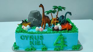 Dinosaur Themed Cake  Sheet cake decorating [upl. by Aalst379]