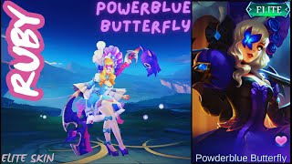 Ruby Powderblue Butterfly  Painted Elite Skin MLBB Skin Effects 4K UHD  Slow Motion Showcase [upl. by Lalage123]