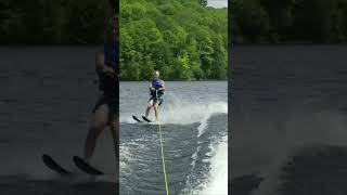 Ripped 64 Year Old Man Water Skiing shorts oldman waterskiing fitness fitnessmotivation [upl. by Eihcra]