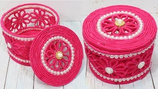 Beautiful jewelry box with woolen amp newspaper  Diy jewelry box [upl. by Eirrak]