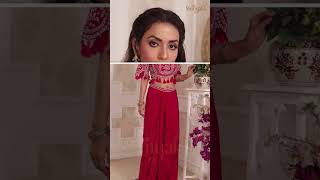 Red Satin Zari Work Draped Style Party Wear Salwar KameezSL13772 [upl. by Bathsheba436]